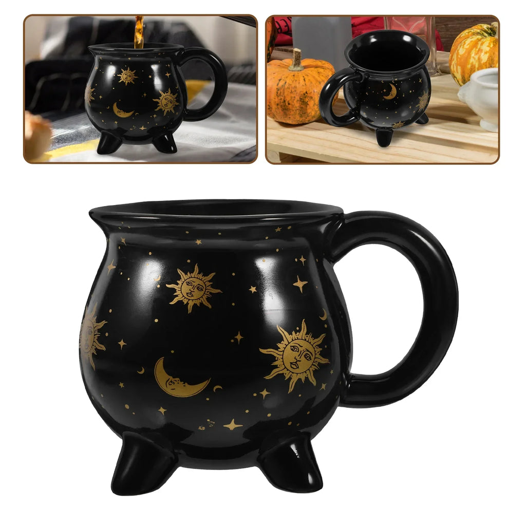 🖤 Cauldron Coffee Mug – Black Ceramic Witch Cup for Magical Sips
