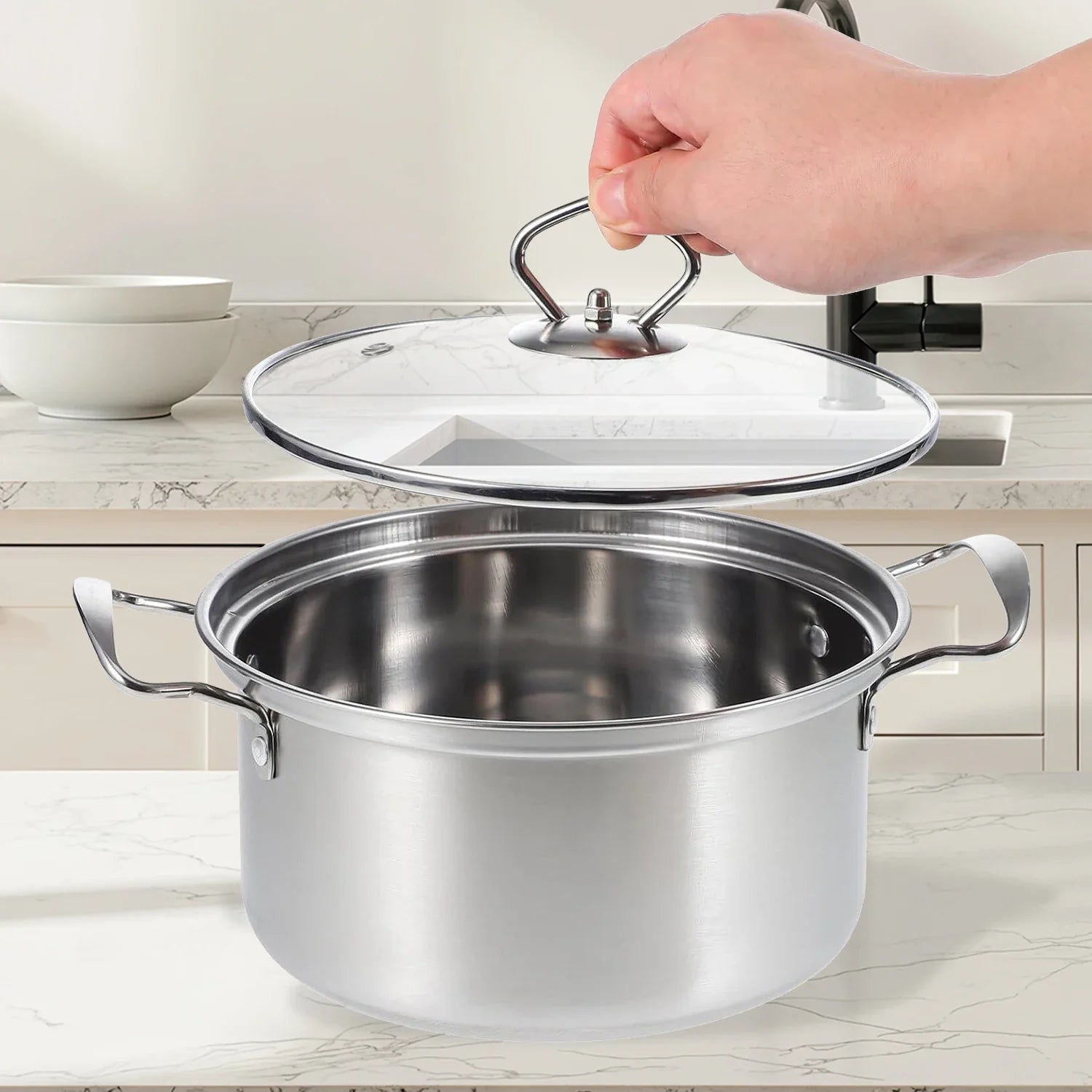 15-piece stainless steel cookware set, non-stick pan set, frying pan, stew pot, wok, multi-functional, stylish, durable, the per