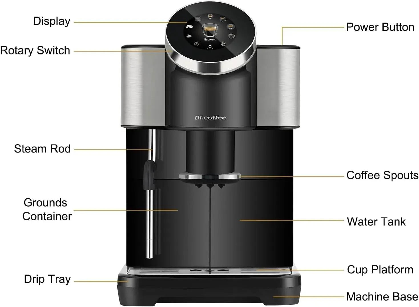 Fully Automatic Espresso Machine Bean-to-Cup Coffee Maker