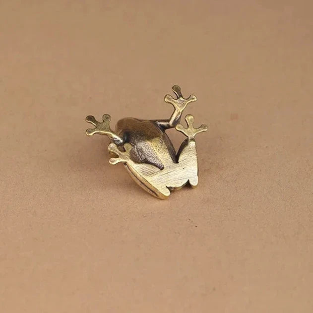 Vintage Brass Frog Mini Figurine