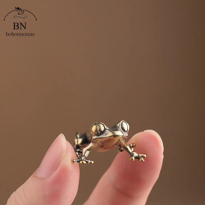 Vintage Brass Frog Mini Figurine