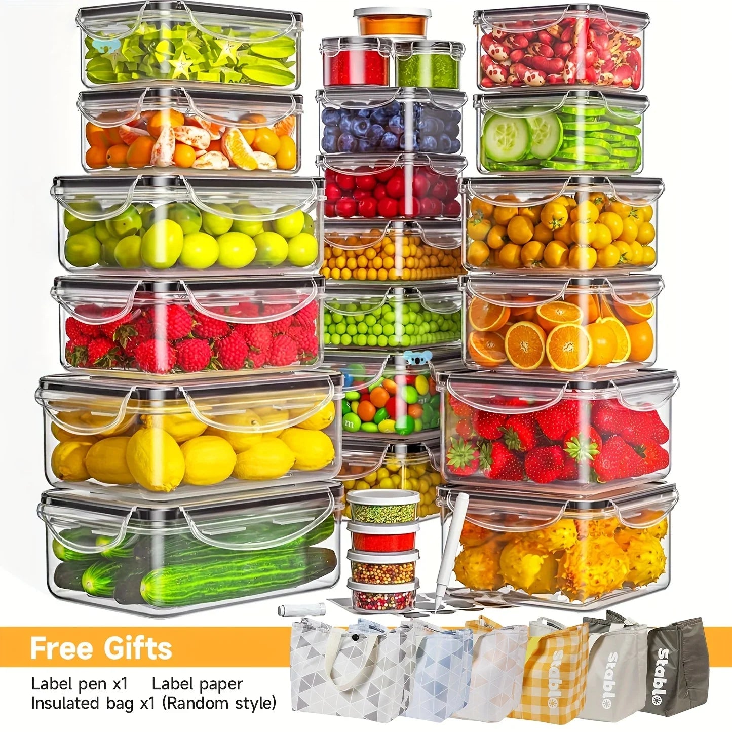 48-Piece BPA-Free Airtight Food Storage Set – 24 Containers with Lids & Labels