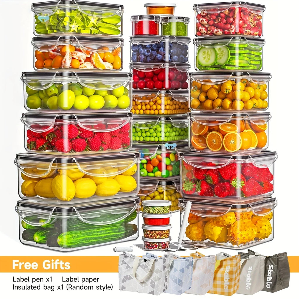 48Pcs BPA-Free Food Storage Set - 24 Airtight Containers & Lids with Labels for Pantry, Travel, Kitchen Organization