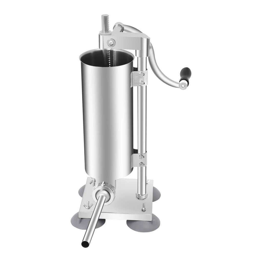 3L Stainless Steel Manual Sausage Stuffer – Vertical Sausage Maker with 11 Filling Tubes
