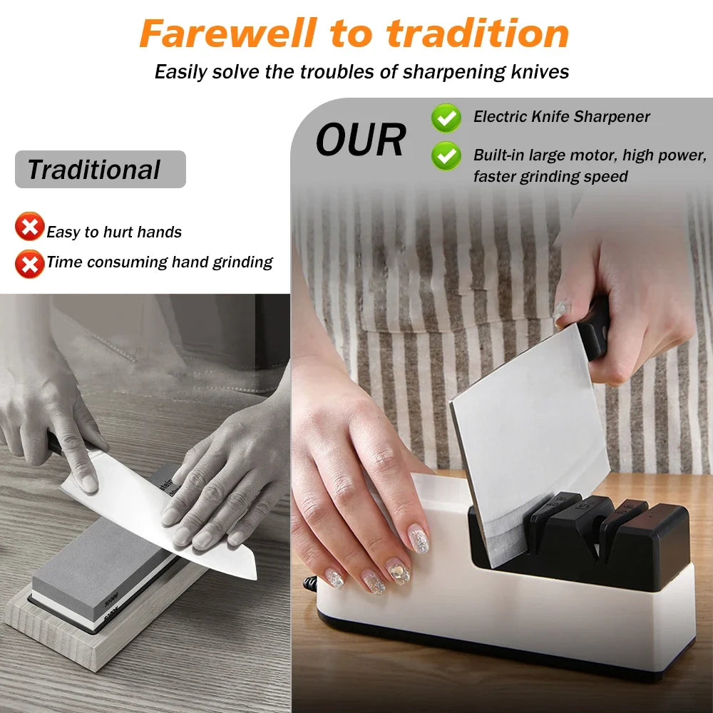 4-Segment Fully Automatic Electric Knife Sharpener – Portable Kitchen Sharpener with Non-Slip Base for Household Knives & Kitchen Accessories