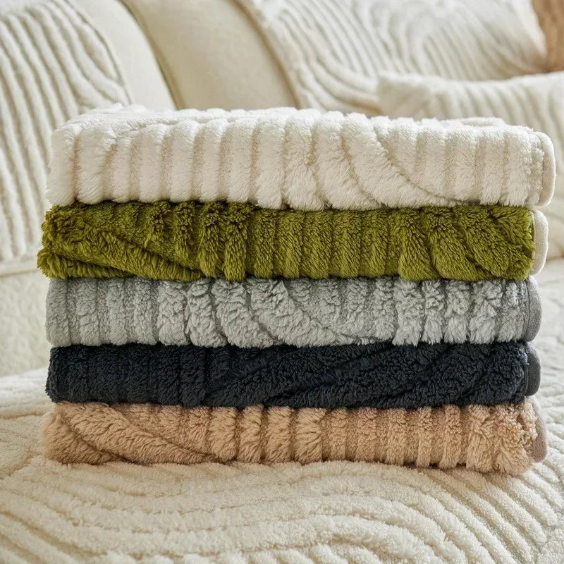 Plush Wave Striped Couch Slipcovers