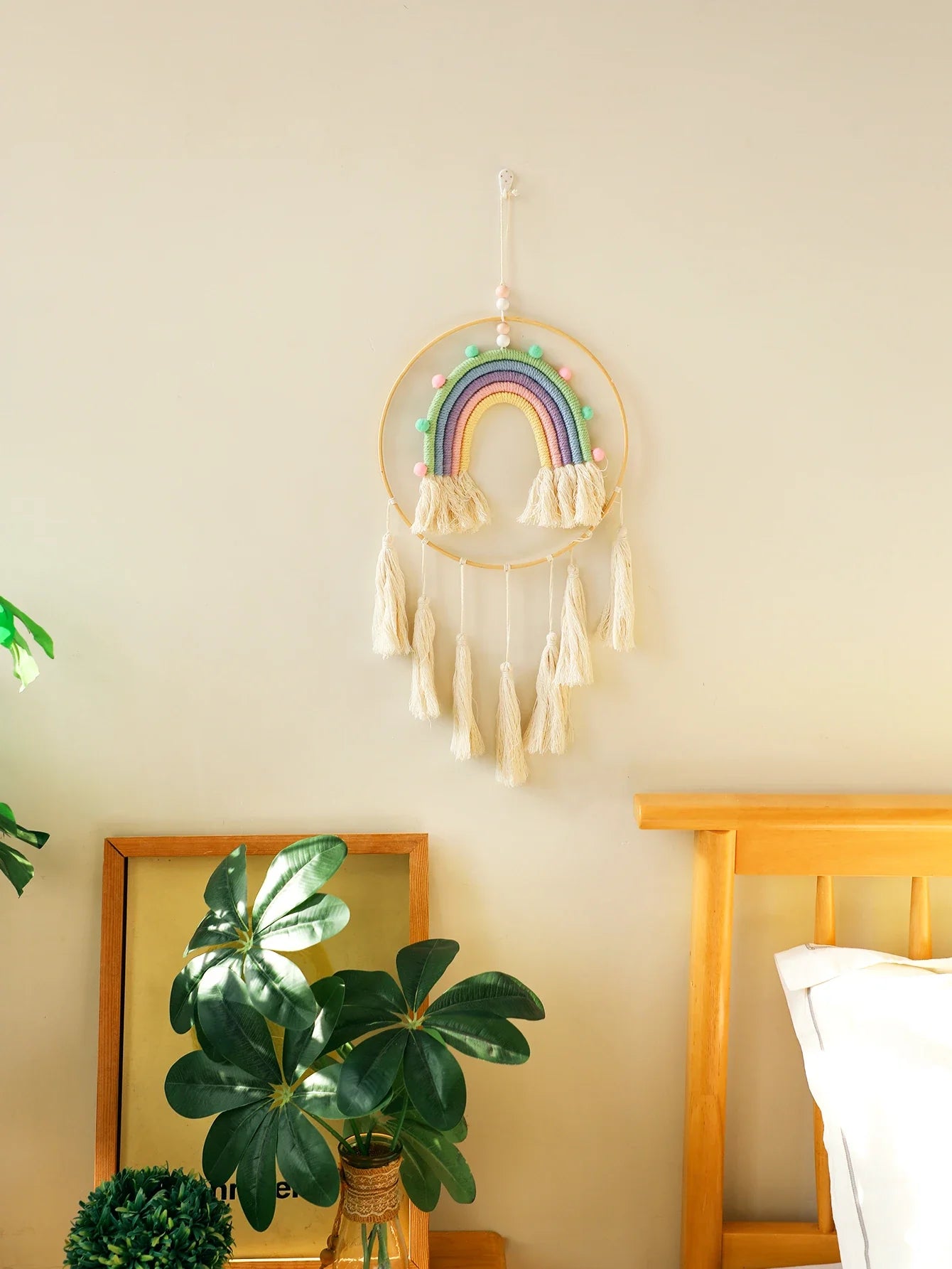 Macrame Rainbow Tapestry – Handmade Boho Wall Hanging for Living Room, Bedroom & Nursery