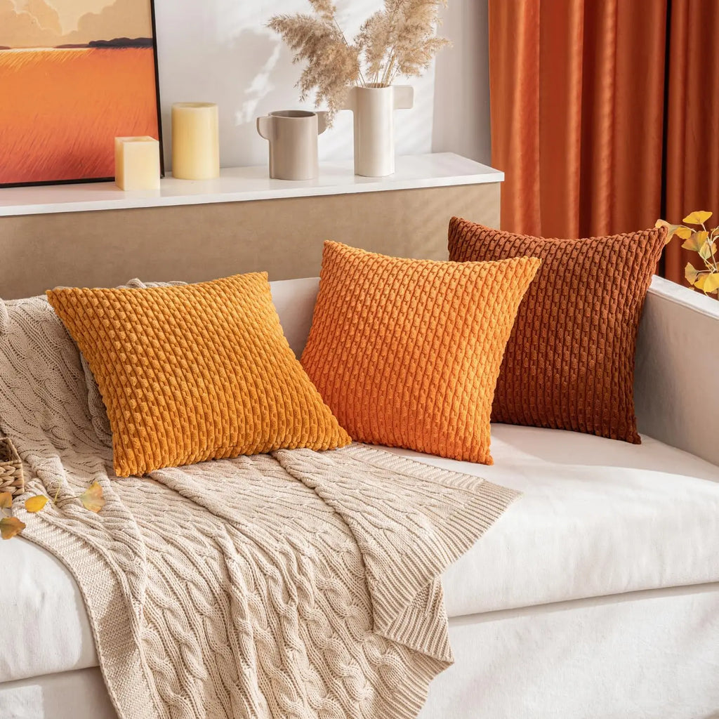 Soft Striped Throw Pillow Cover for Fall