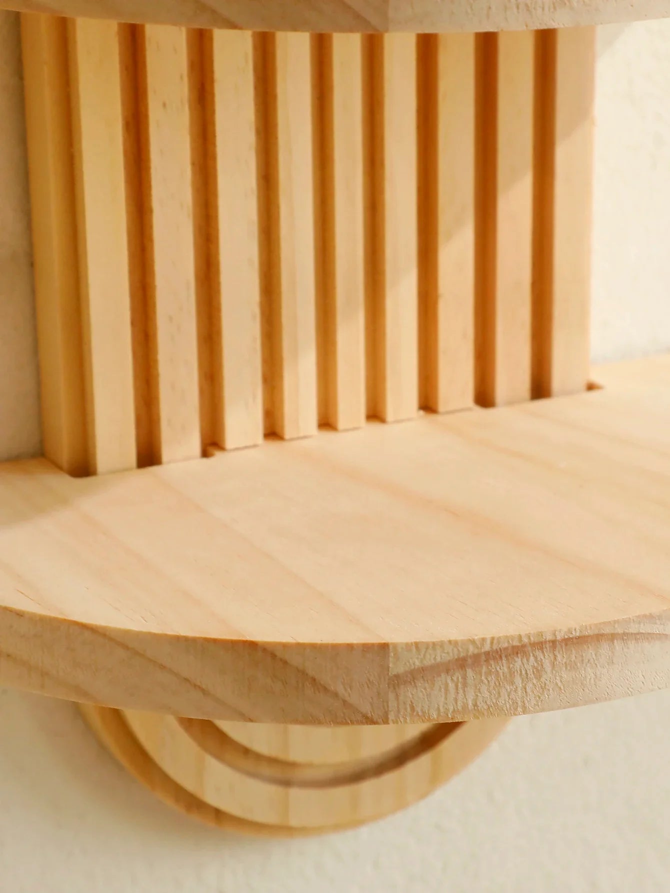 Boho Style Wooden Wall Shelf - Geometric Wall Mounted Shelves, Natural Wood Finish, Modern Home Decor, Plant Holder Circle
