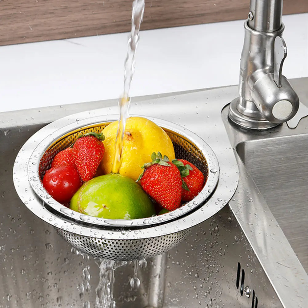 1/2 PCS Stainless Steel Sink Garbage Filter Colander Drain Basket Drain Rack for Filter Kitchen Waste & Wash Vegetables Fruits