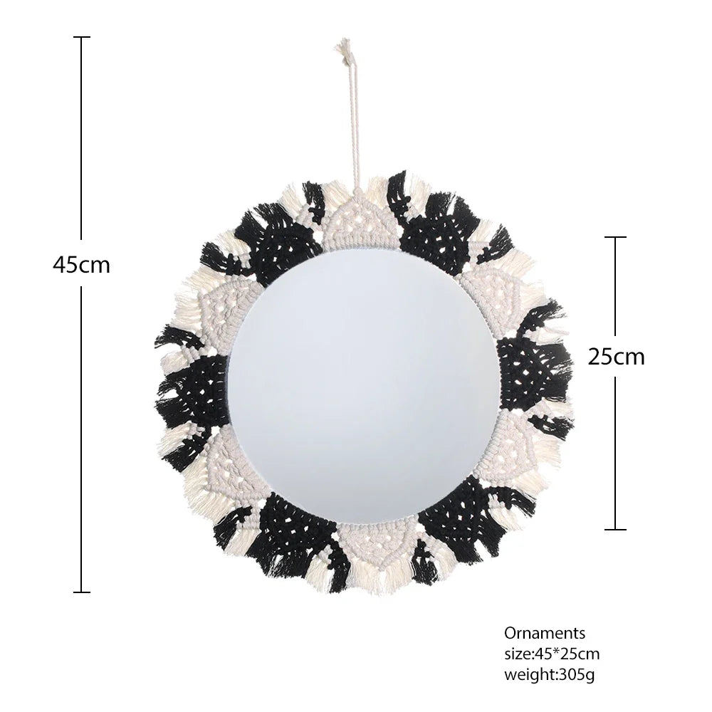 Circular Boho Macrame Wall Mirror
