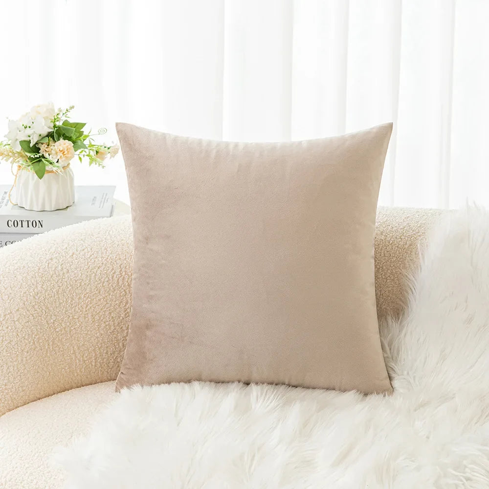 Velvet Pillowcase Sofa Cushion Cover – Solid Color Throw Pillow Case for Living Room