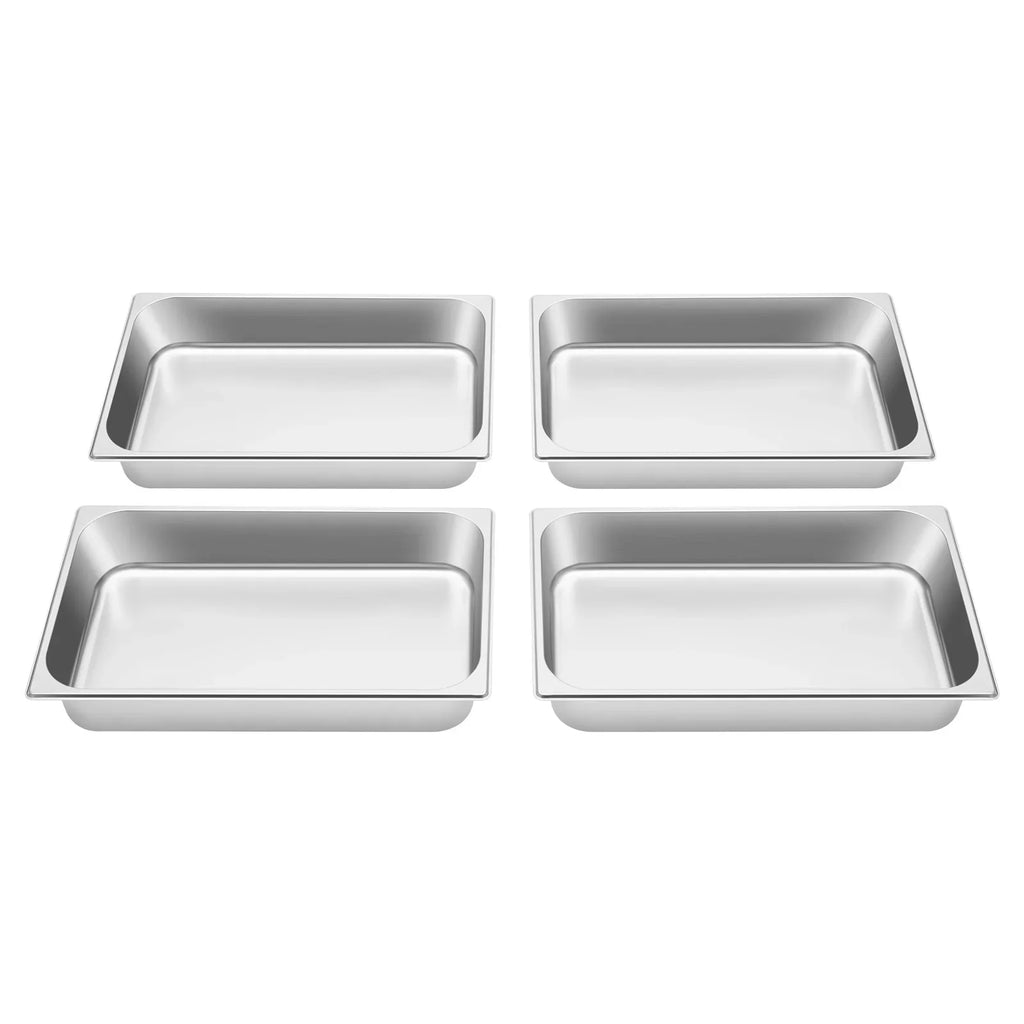4 Pcs Table Pans with Lids Buffet Chafing Dishes Stainless Steel Food Container for Commercial and Personal