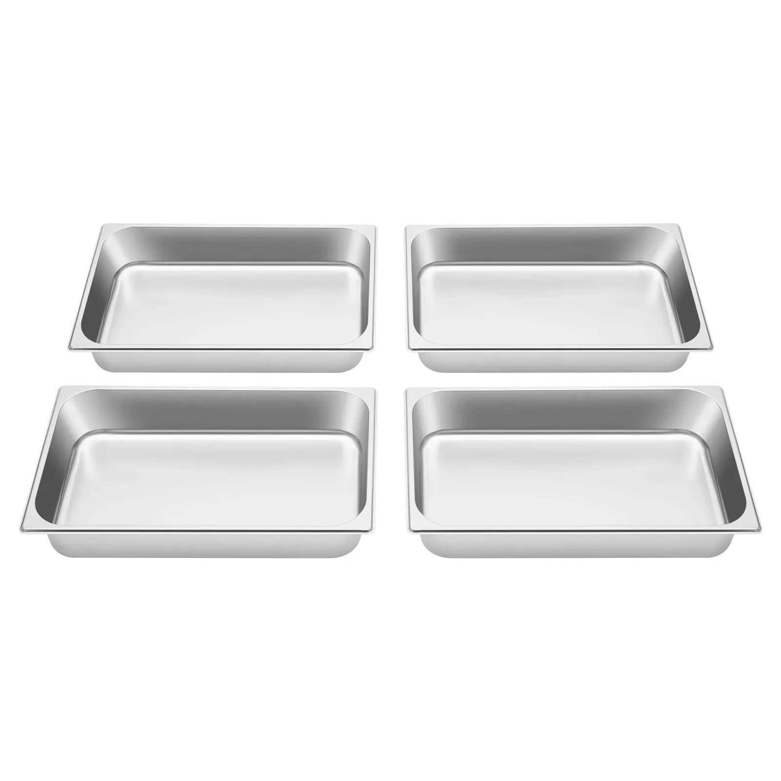 4 Pcs Table Pans with Lids Buffet Chafing Dishes Stainless Steel Food Container for Commercial and Personal