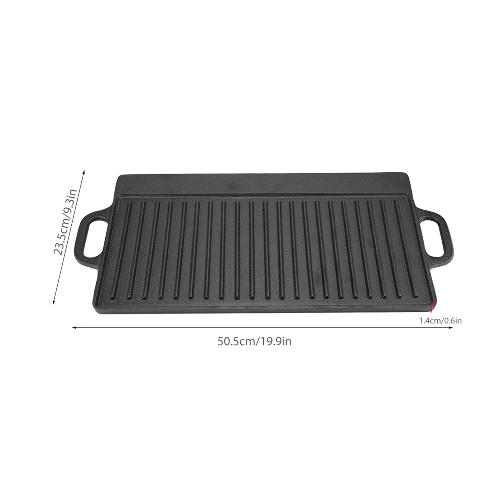 Non-Stick Cast Iron Grill Griddle Pan Ridged and Flat Double Sided Baking Cooking Tray Bakeware Grill Pan Cast Iron Grill Pan