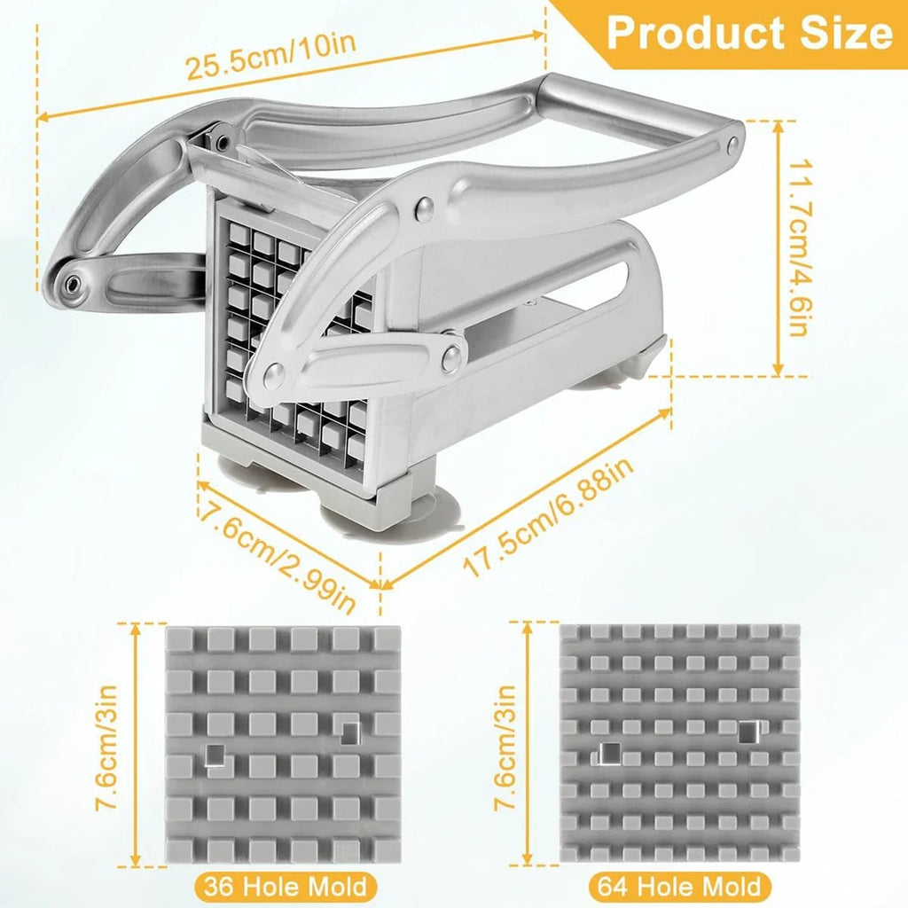 Stainless Steel French Fries Cutter – Quick-Cut Potato Slicer with 36/46-Hole Blade, Manual Kitchen Tool for Uniform Fries & Vegetables