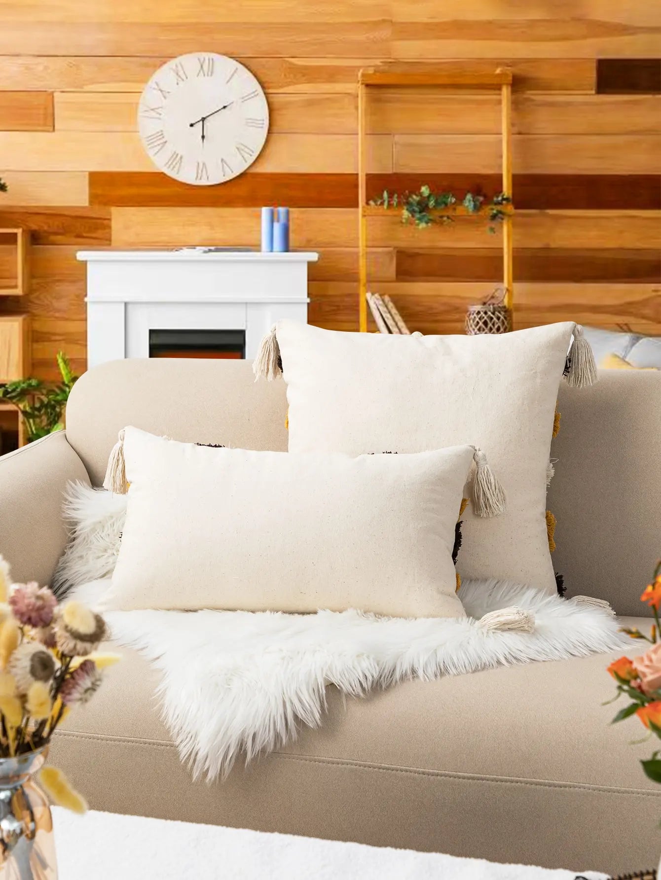 Rust Bohemian Tufted Geometric Pillowcase