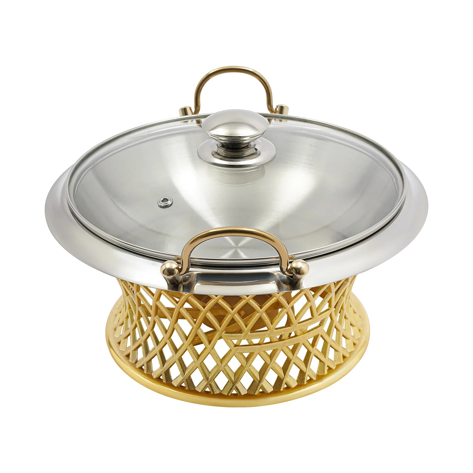 24cm/9.45in Buffet Chafing Dish, Round Chafing Dish, Chafing Dish With Lid, BBQ Tool, For Wedding, Kitchen, Party Decoration