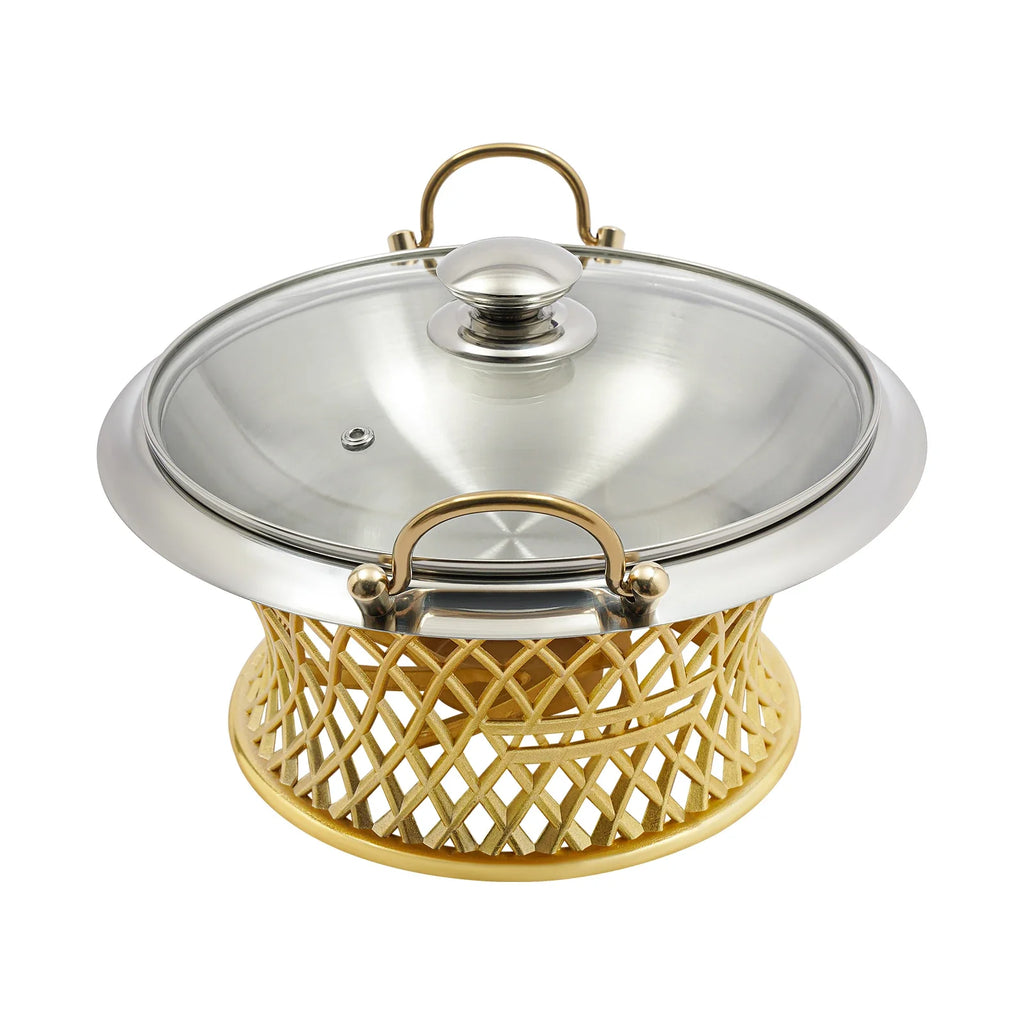 24cm/9.45in Buffet Chafing Dish, Round Chafing Dish, Chafing Dish With Lid, BBQ Tool, For Wedding, Kitchen, Party Decoration