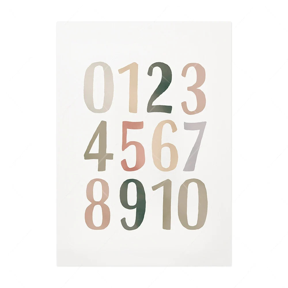Alphabet & Number Educational Canvas Prints – Boho Nursery Wall Art