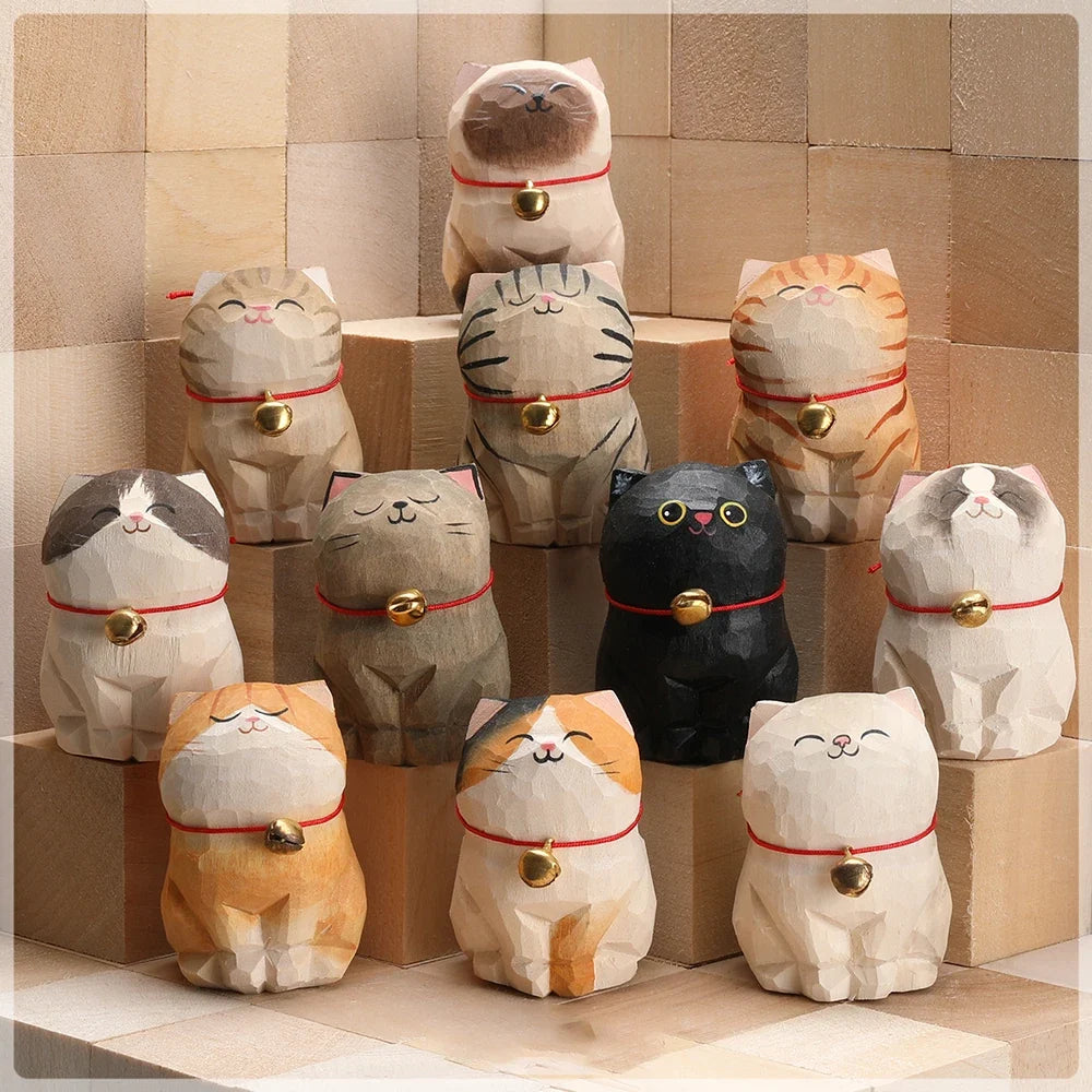 Hand-Carved Wooden Kitten