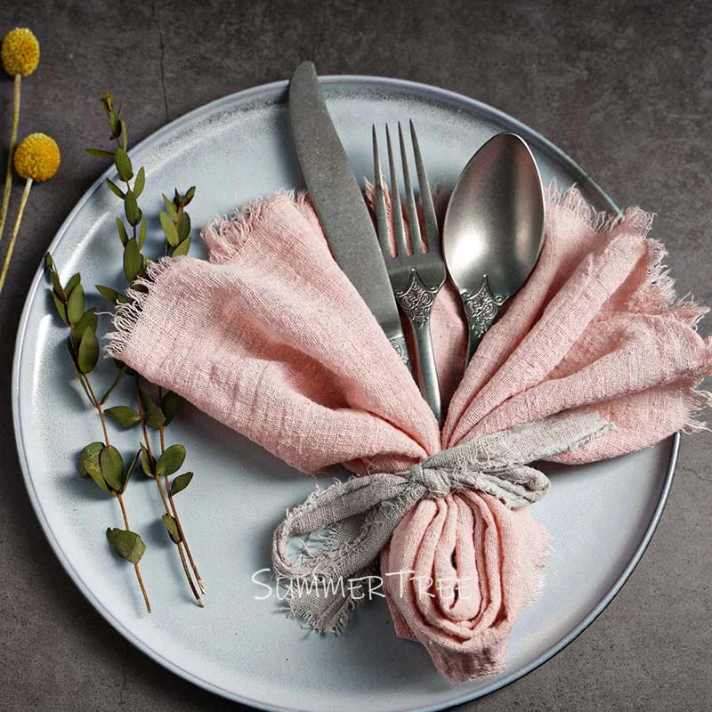 Rustic Cotton Gauze Reusable Napkin – Boho Kitchen & Table Decor