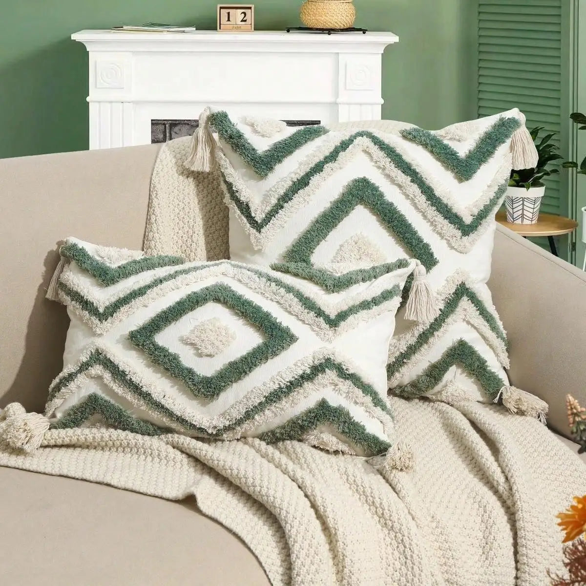 Nordic Moroccan Tufted Throw Pillow & Lumbar Pillow Covers – Boho Geometric Accent for Sofa, Bed & More