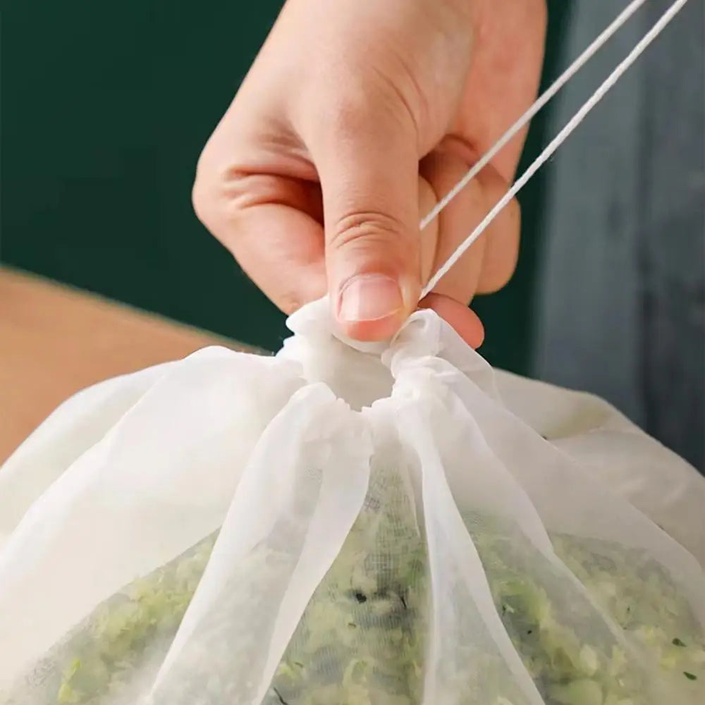 3pcs Soy Milk Bag Reusable Natural Cheese Cloth Bags Dumpling Filling Squeeze Drawstring Bags for Yogurt Nut Strainers