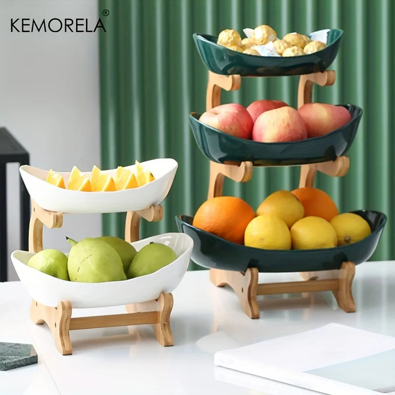 2/3-Layer Fruit & Snack Tray – Modern Plastic Multi-Tier Stand for Candy, Dried Fruit, Cakes, Salads & Home Living Room Display