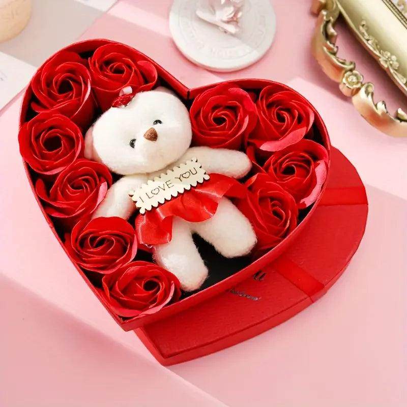 Heart-Shaped Rose Soap Flower Gift Box