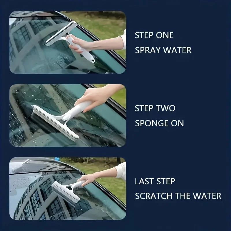 3-in-1 Glass Cleaner Tool – Window Scraper with Built-In Spray Bottle