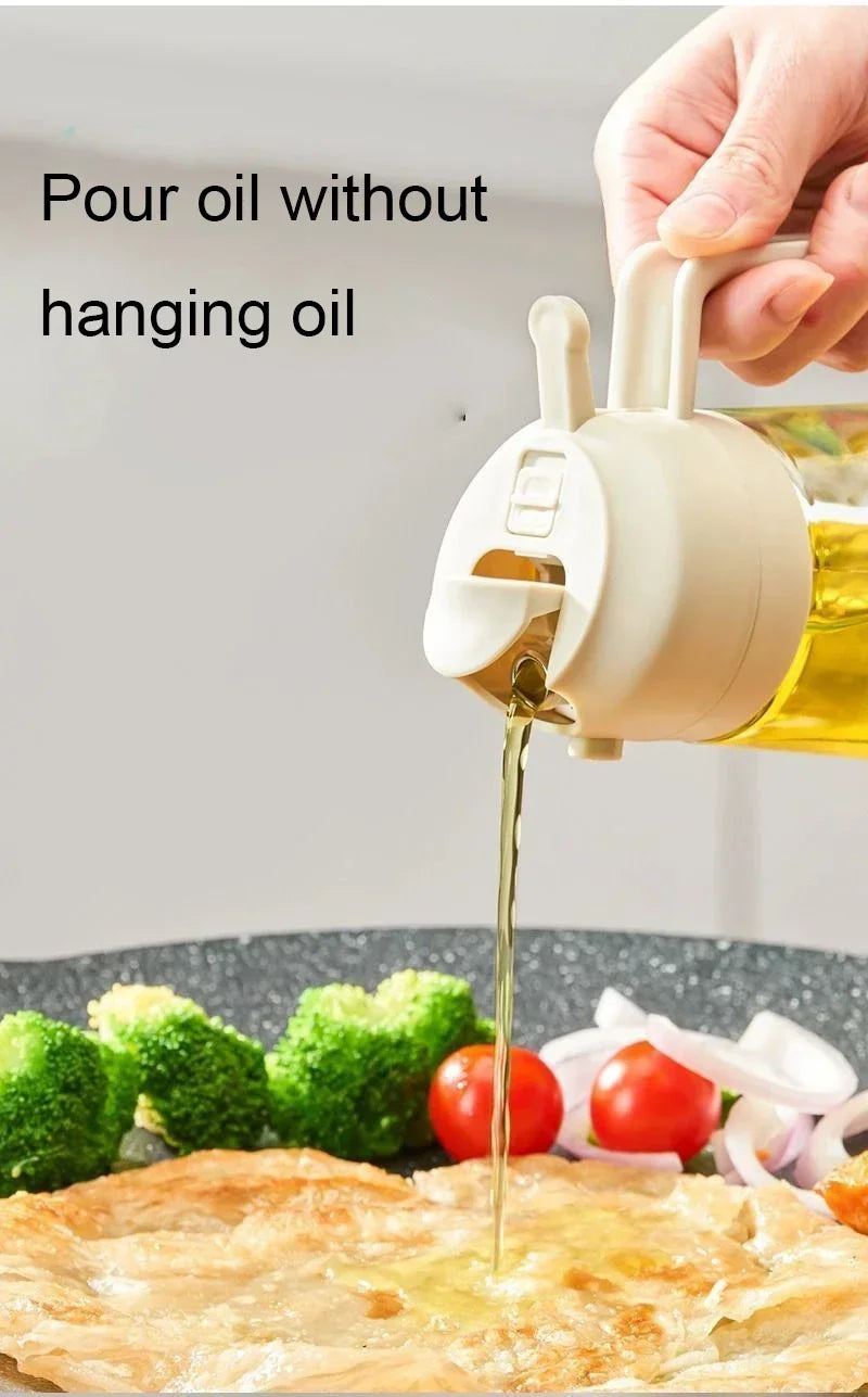 2-in-1 500ml Oil Spray Bottle Dispenser, Refillable Plastic Oil Sprayer for Cooking, BBQ, Baking, Roasting, Kitchen Use