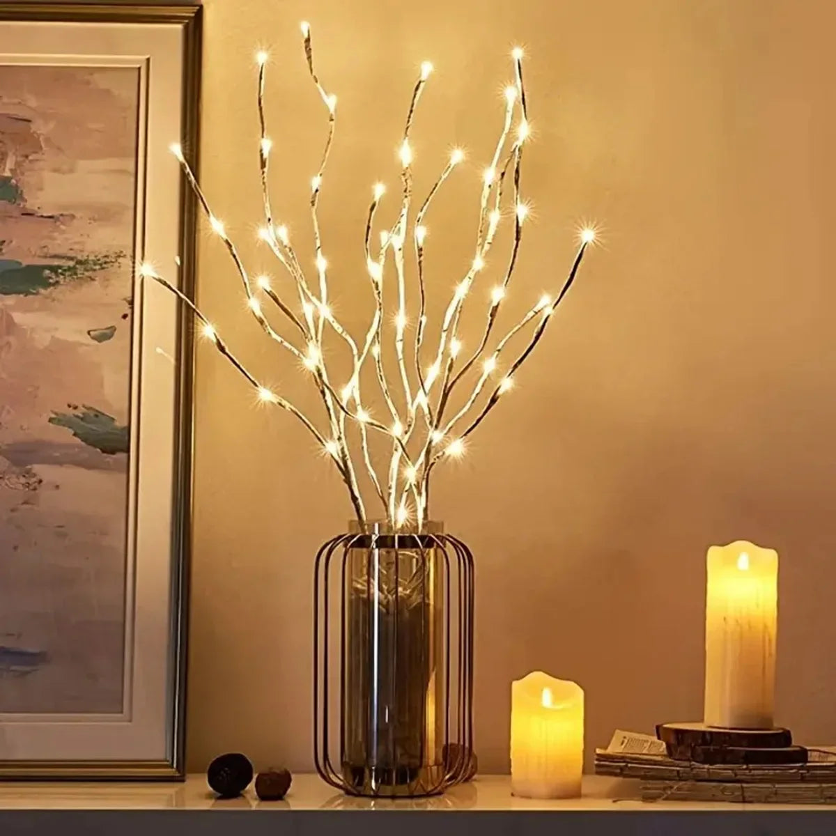1 PC White Birch Branch Light LED Festive Lights Battery Operated For Christmas Party Wedding Decoration Home Decor Twig Boho Warm Lighting