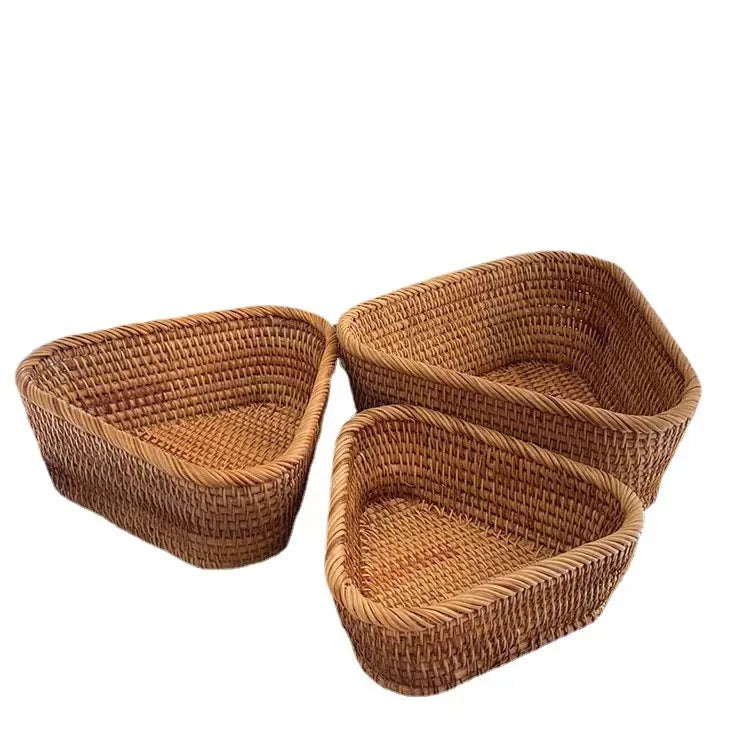 Handwoven Rectangular Rattan Wicker Basket