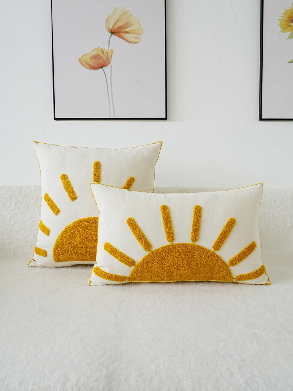 Sun Tufted Embroidered Pillowcase