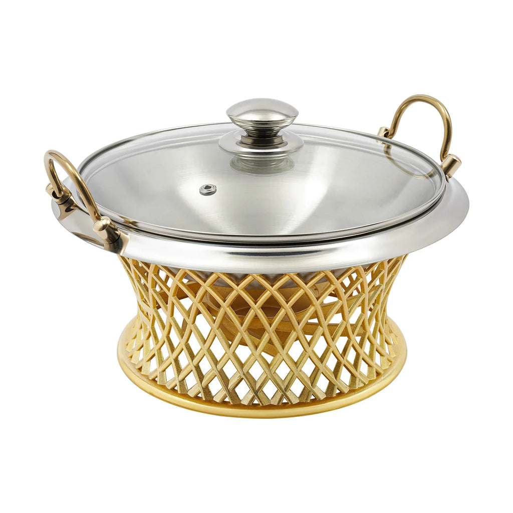 24cm/9.45in Buffet Chafing Dish, Round Chafing Dish, Chafing Dish With Lid, BBQ Tool, For Wedding, Kitchen, Party Decoration