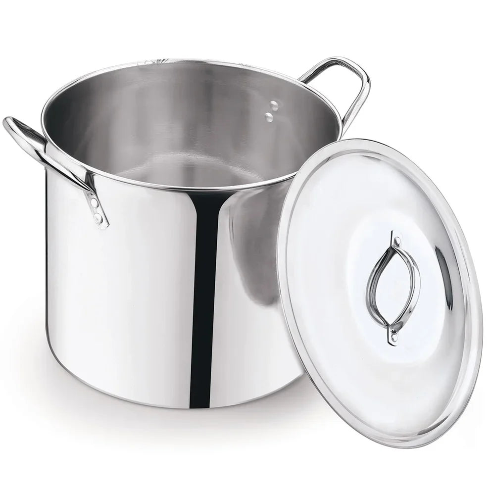 12 Quart Stainless Steel Stock Pot Heavy Duty Cooking Pot with Stay Cool Handles Soup Stew and Stock Preparation