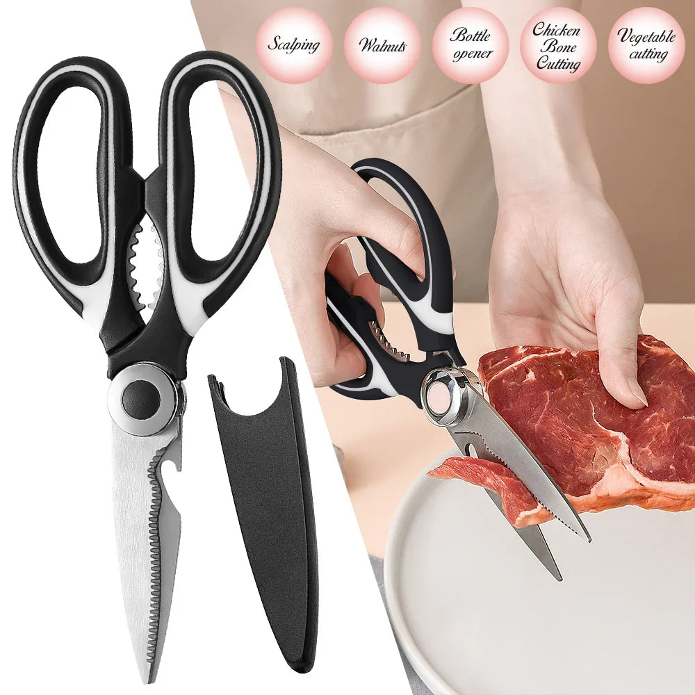Multifunctional Scissors Kitchen Stainless Steel Scissors Chicken Bone Meat Fish Killing Dedicated Household Gadgets Scissors