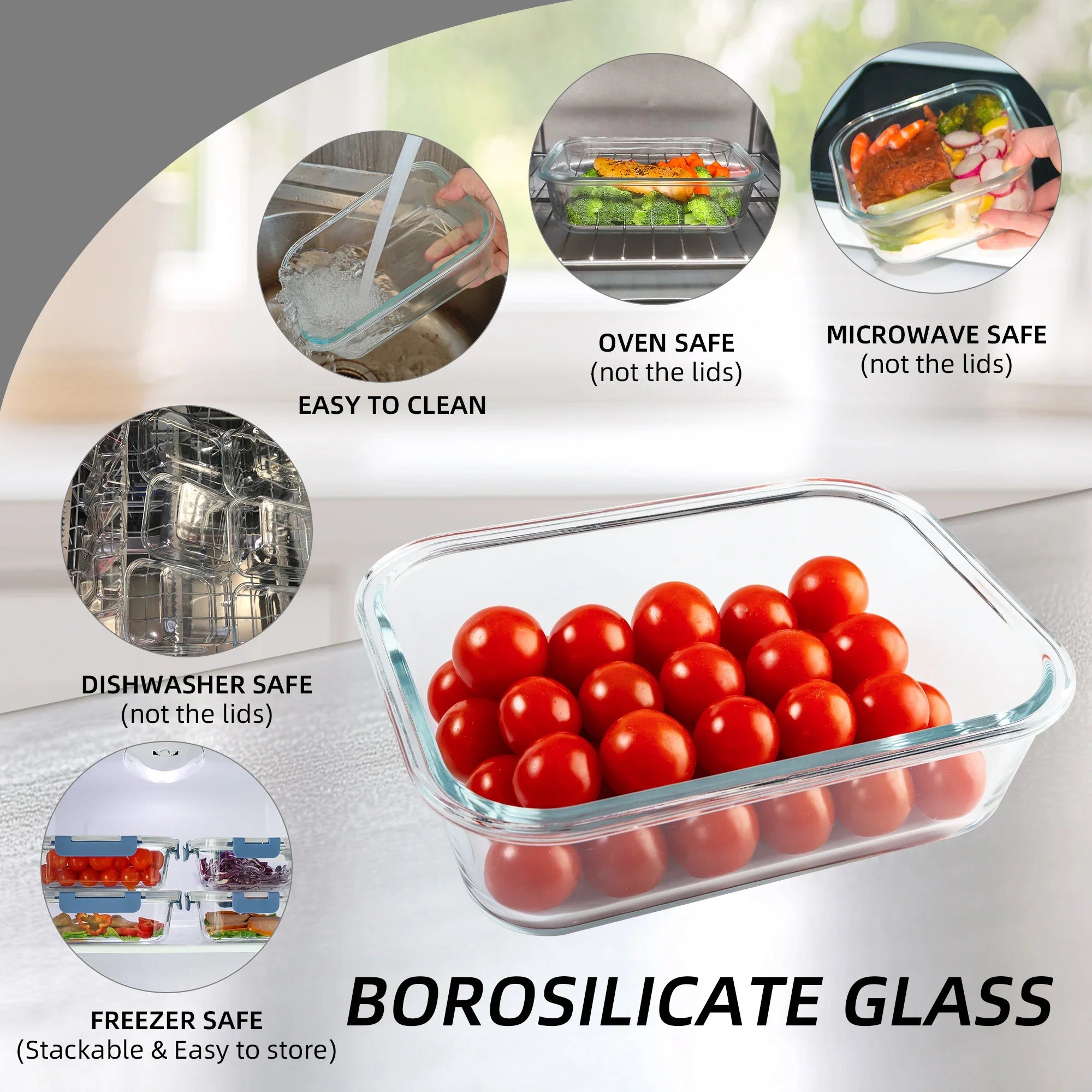 16-Piece Glass Food Storage Containers – Airtight, Leakproof, Microwave & Oven Safe