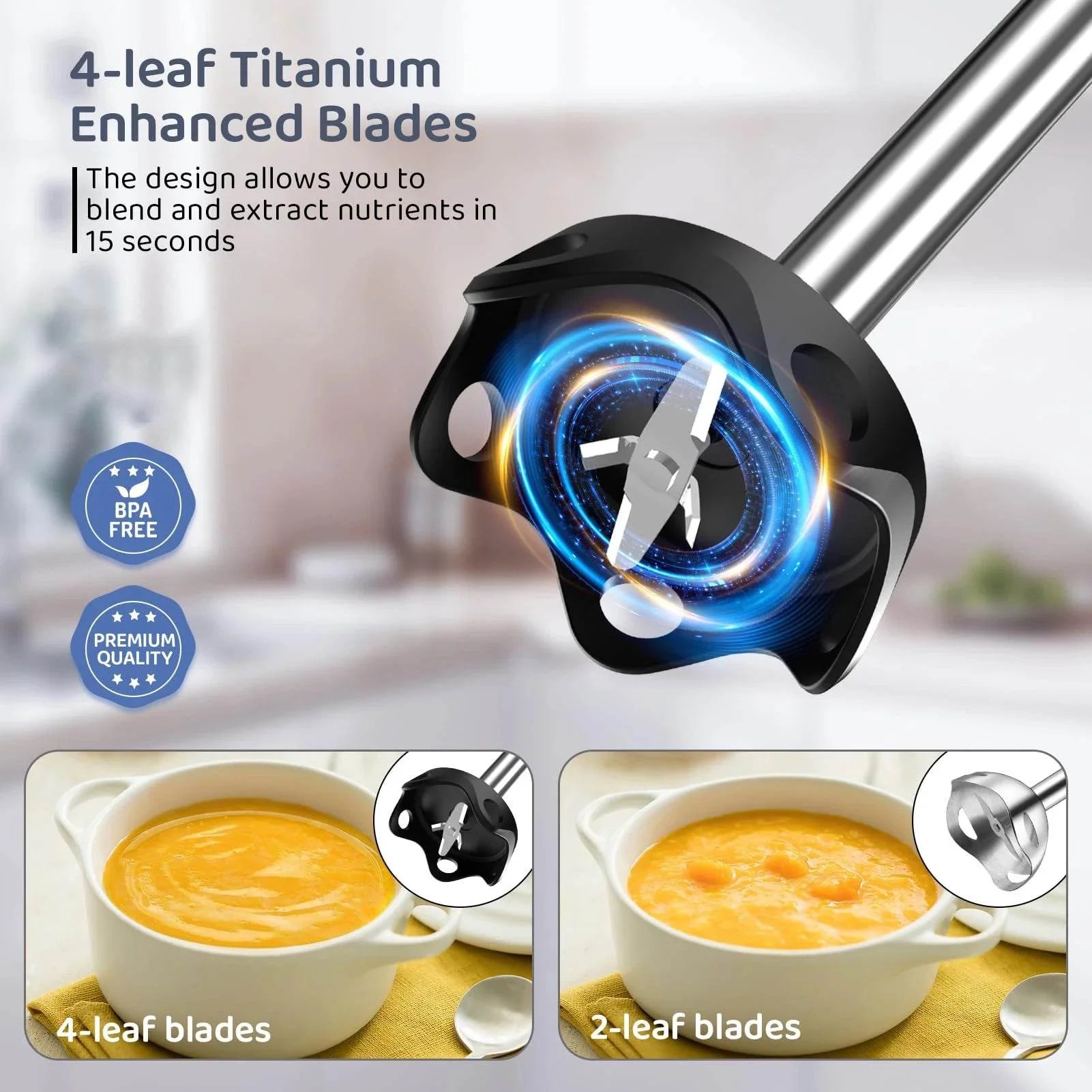 Handheld Immersion Blender – 1000W Stick Blender