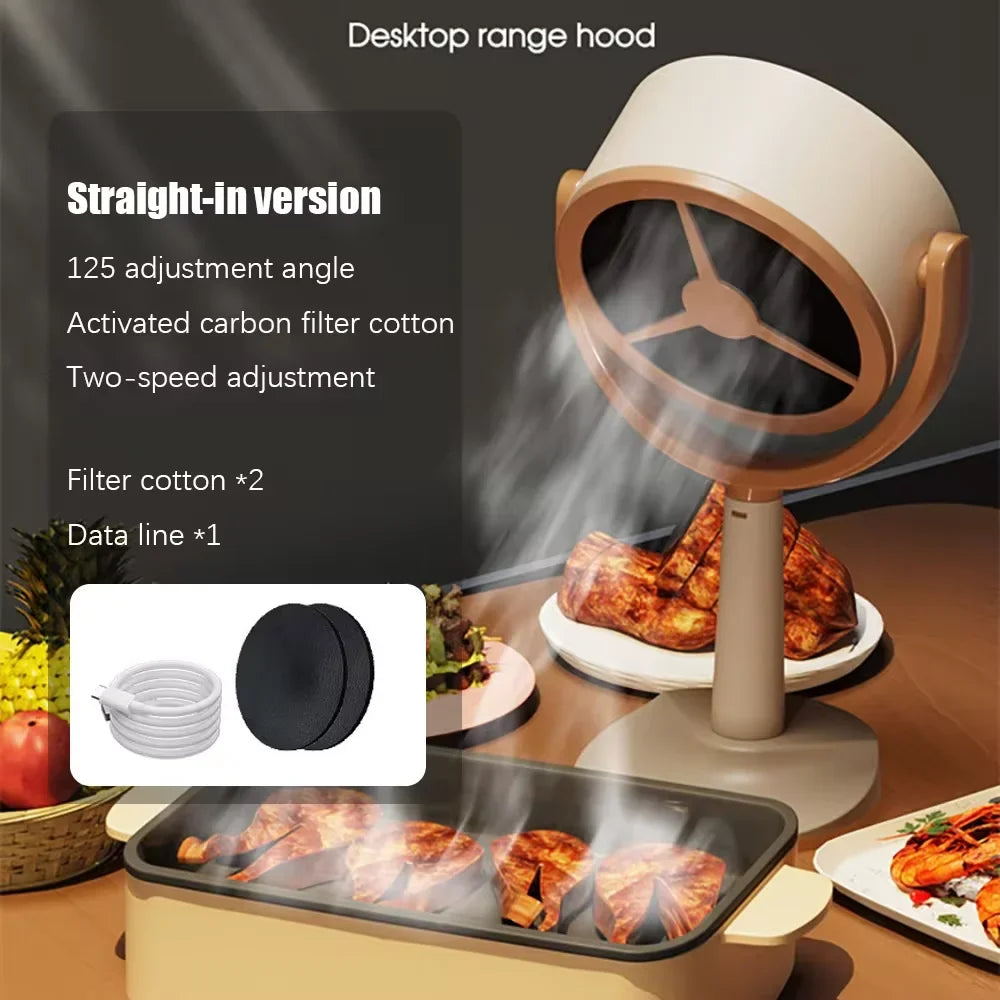 Portable Desktop Range Hood – Angle Exhaust Fan for Kitchen & BBQ