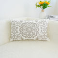 Gray Mandala Floral Embroidered Pillow Cover – Geometric Boho Home Decor Accent