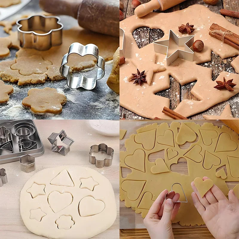 Stainless Steel Cookie Cutter Set  - Geometric Shapes for Baking, Clay Molds, Crafting, Dishwasher Safe (Circle, Square,