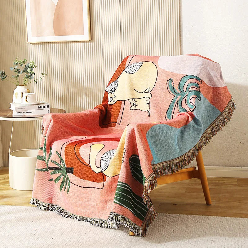 Boho Tassel Throw Blanket