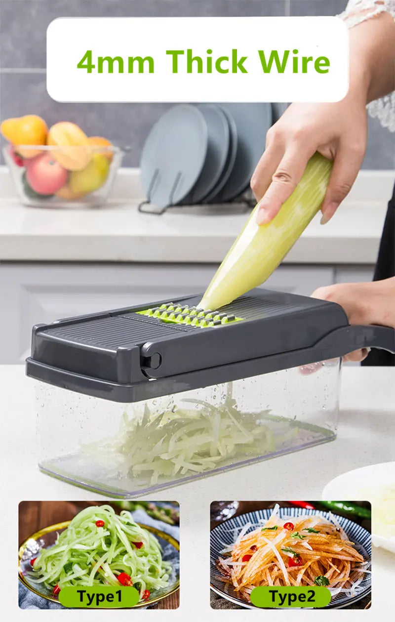 14 In 1 Multifunctional Vegetable Chopper, Cutter Vegetable Dicer Slicer Cutter Mandoline Onion Chopper For Onion Potato Tomato