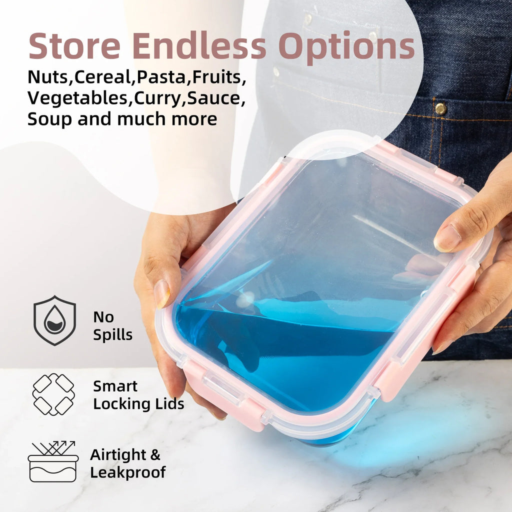 16-Piece Glass Food Storage Containers – Airtight, Leakproof, Microwave & Oven Safe