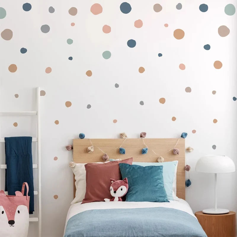 Boho Polka Dot Wall Stickers – Colorful Removable Nursery Decals