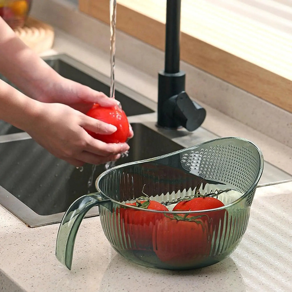 Functional Rice Washing Colander – Efficient Draining Bowl & Practical Sink Basket, PET Material, Ideal for Washing Rice, Grains & Produce