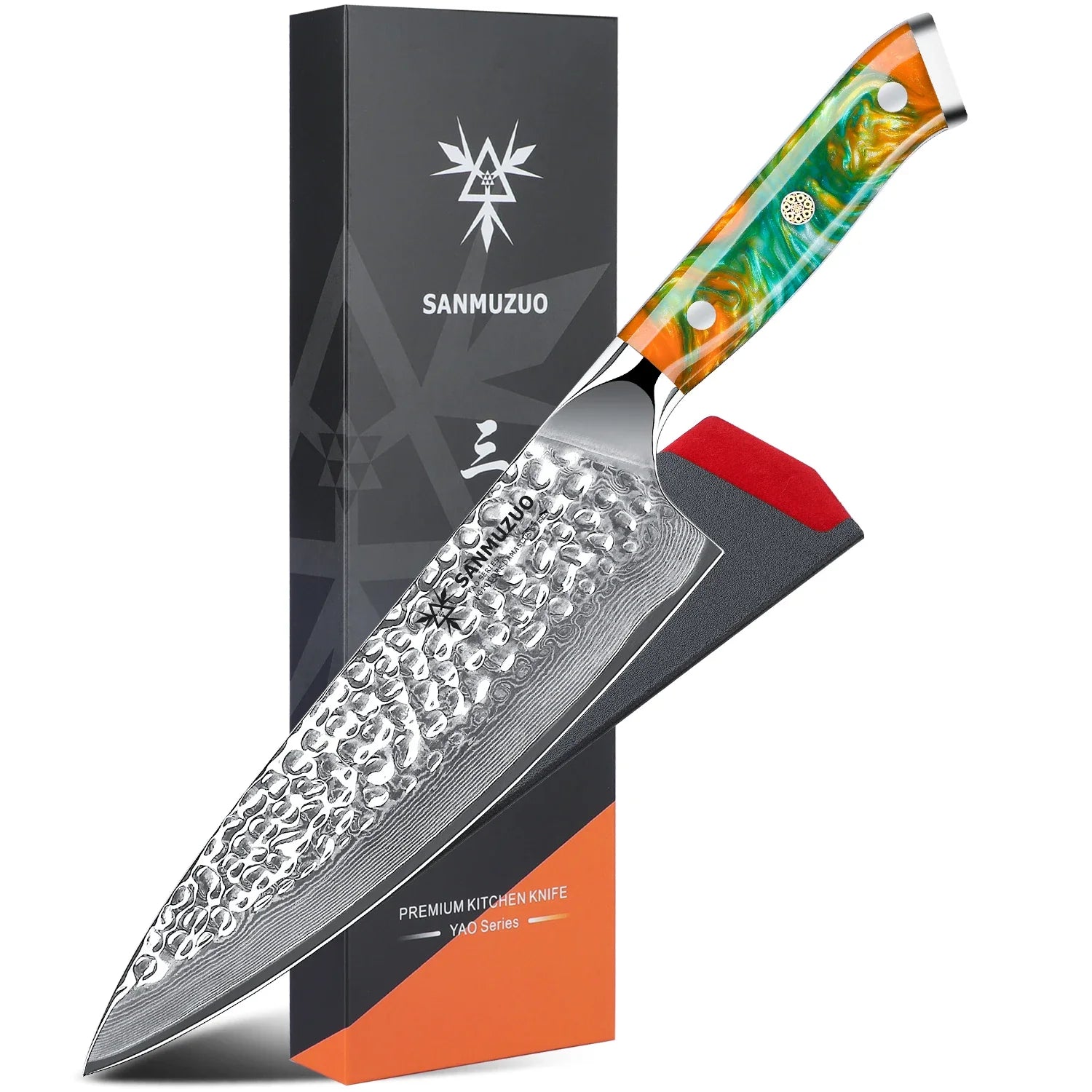 SANMUZUO 8 Inch Chef Knife - YAO Series - Premium Damascus Steel Kitchen Knife with Resin Handle - Suitable for Meat&Vegetables