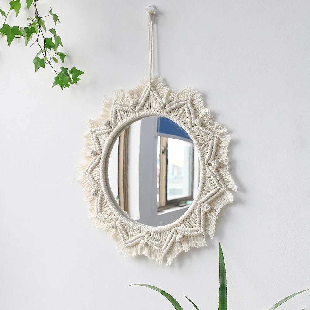 Circular Boho Macrame Wall Mirror